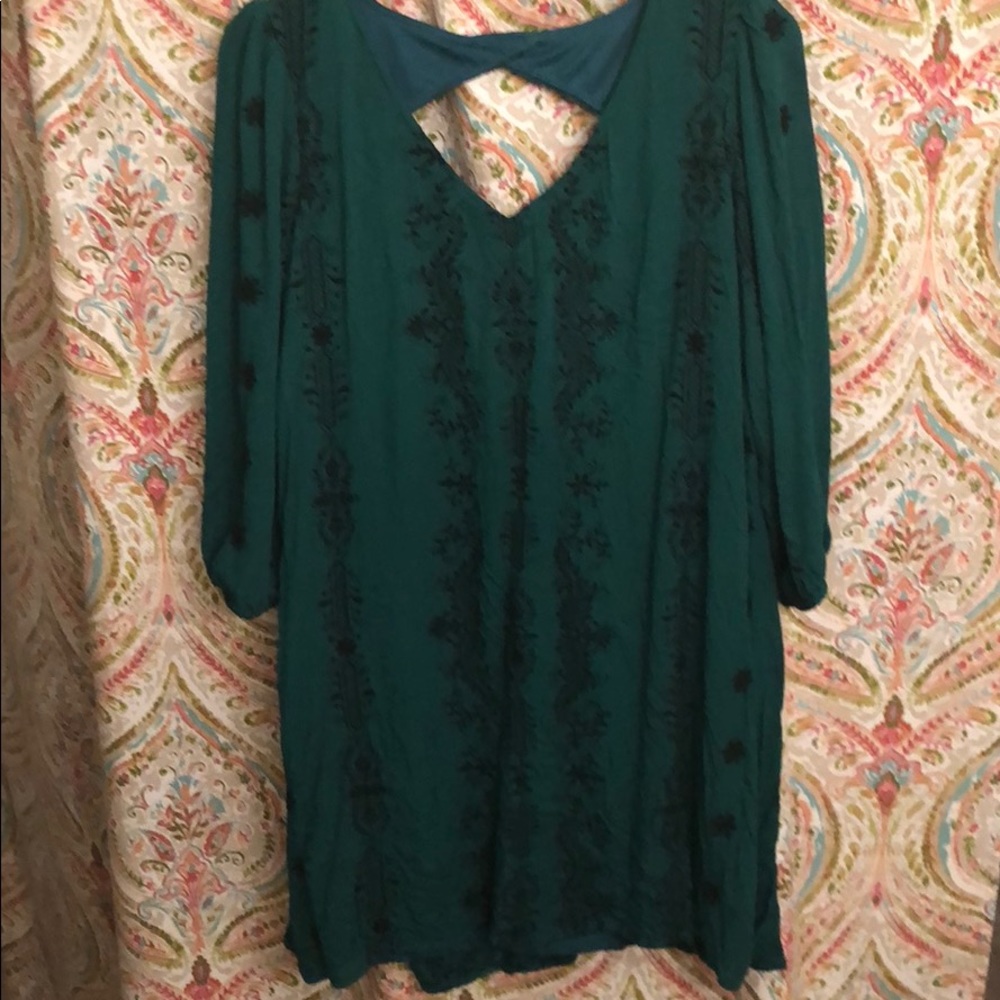 Green and black dress